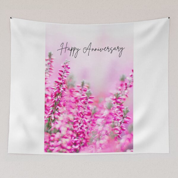 Item preview, HAPPY ANNIVERSARY CARD, FLORAL, PINK WILD FLOWERS designed and sold by AASparksDesigns.