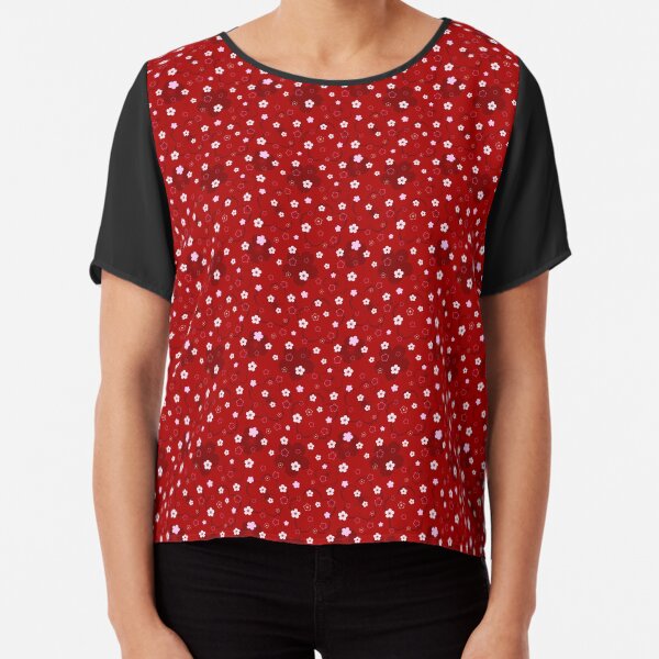 Cherry Blossom Season in Red and Pink Chiffon Top