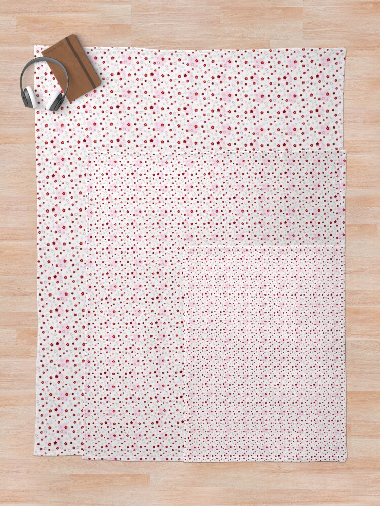 Alternate view of Cherry Blossom Season in White and Red Throw Blanket
