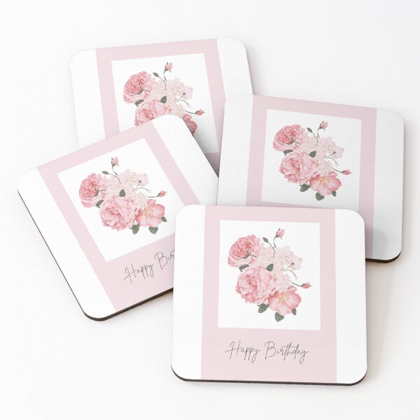 Item preview, HAPPY BIRTHDAY CARD, FLORAL, PINK ROSES, GREETING CARDS designed and sold by AASparksDesigns.