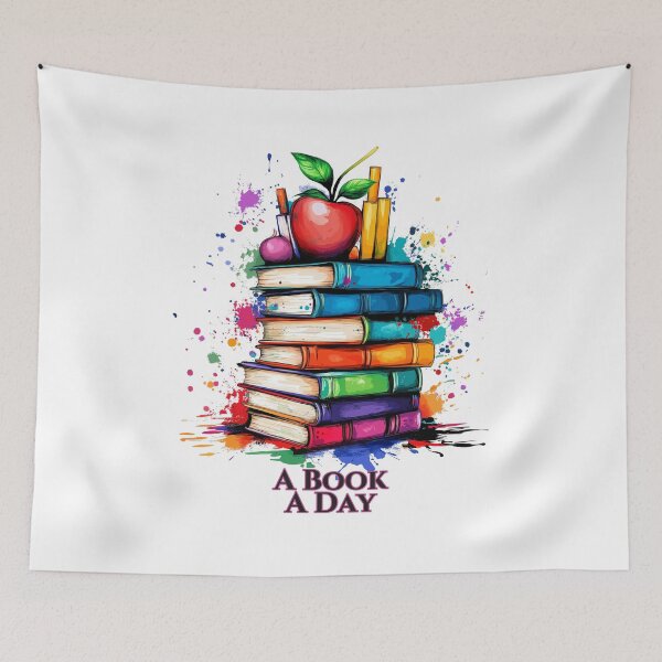 Item preview, A Book A Day T-Shirt, Book Shirt,Stack of Books with Apple Pop Art Design, Book Lover Gift, Teacher Appreciation Shirt, designed and sold by Mytsdesigns.