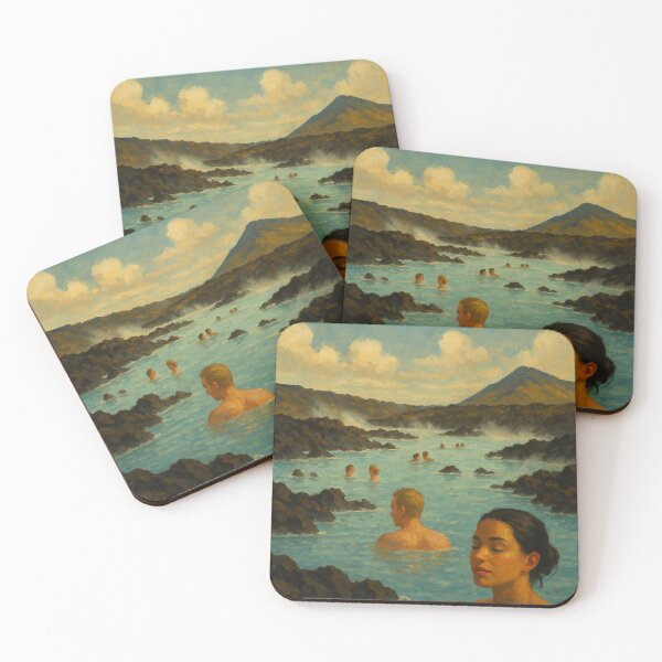 Item preview, Blue Lagoon Bathers in Volcanic Steam – Iceland Escape designed and sold by Places On Earth.