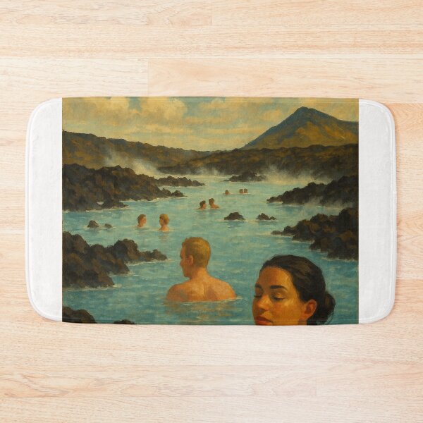 Item preview, Blue Lagoon Bathers in Volcanic Steam – Iceland Escape designed and sold by Places On Earth.
