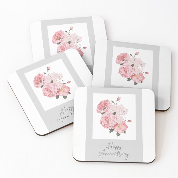 Item preview, HAPPY ANNIVERSARY CARD, FLORAL, PINK ROSES, GREETING CARDS designed and sold by AASparksDesigns.