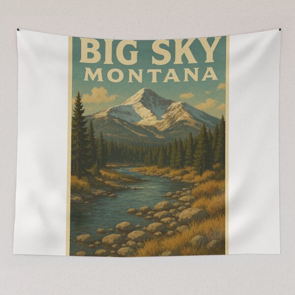 Item preview, Big Sky Montana River and Mountain View designed and sold by Places On Earth.