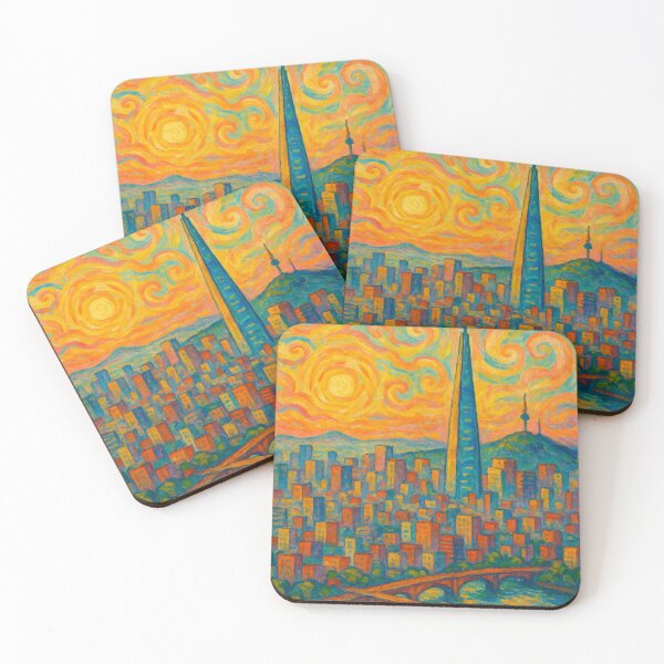 Item preview, Seoul Skyline with Lotte Tower – Vibrant Sunset Cityscape designed and sold by Places On Earth.