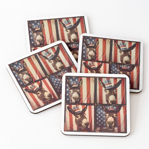 Item preview, Patriotic Donkey with American Flag Hat Fourth of July USA Animal Art designed and sold by RockFireMerch.