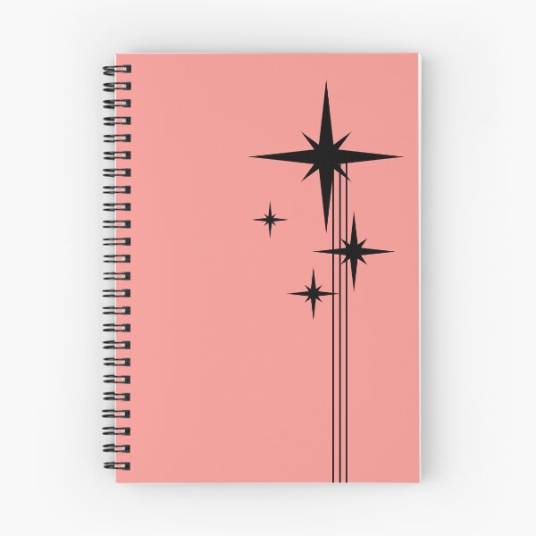 Item preview, 1950s Atomic Age Retro Starbursts in Mid Century Modern Blush Pink and Black designed and sold by kierkegaard.