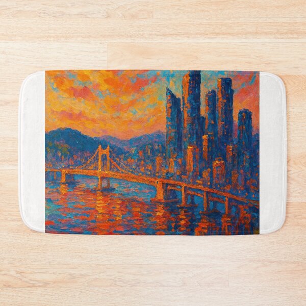 Item preview, Gwangan Bridge at Dusk – Busan Skyline Glow designed and sold by Places On Earth.
