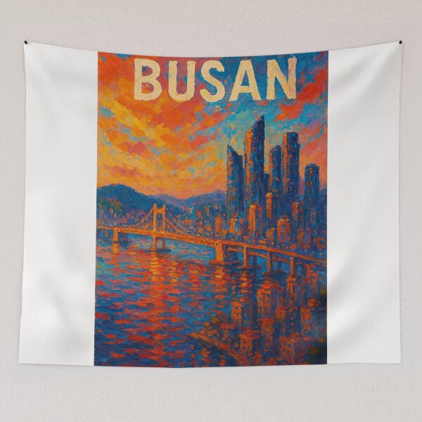 Item preview, Gwangan Bridge at Dusk – Busan Skyline Glow designed and sold by Places On Earth.