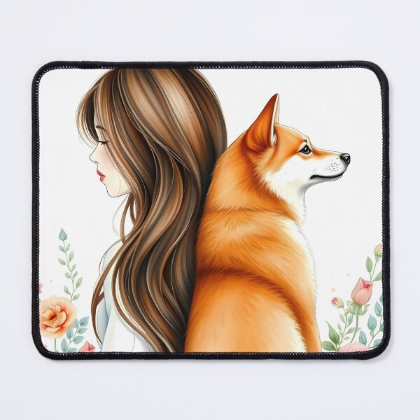 Item preview, Leaning to my Beloved Shiba Inu dog floral dog art designed and sold by EmeraldeaArt.