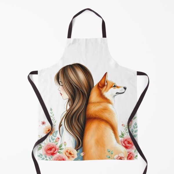 Item preview, Leaning to my Beloved Shiba Inu dog floral dog art designed and sold by EmeraldeaArt.