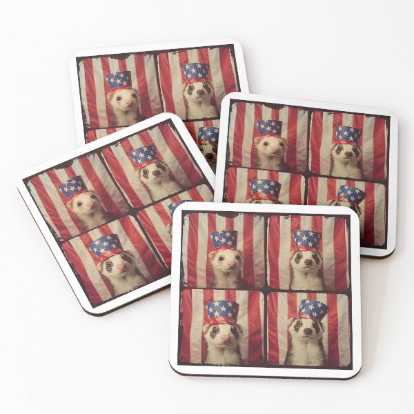 Item preview, Patriotic Ferret with American Flag Hat | Funny Fourth of July USA Design designed and sold by RockFireMerch.