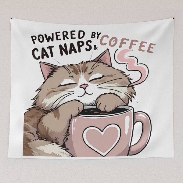 Item preview, Powered by Cat Naps & Coffee – Cute Sleepy Cat Sticker for Coffee and Cat Lovers designed and sold by HAFIZ-DP.