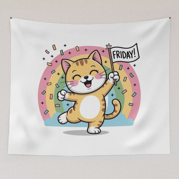 Item preview, Friday! – Happy Dancing Cat Sticker for Friday Lovers and Positive Vibes designed and sold by HAFIZ-DP.