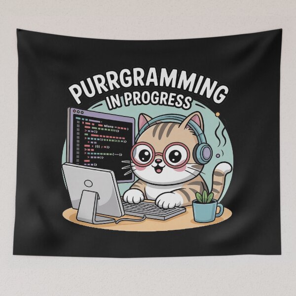 Item preview, Purrgramming in Progress – Cute Coding Cat Sticker for Programmers and Cat Lovers designed and sold by HAFIZ-DP.
