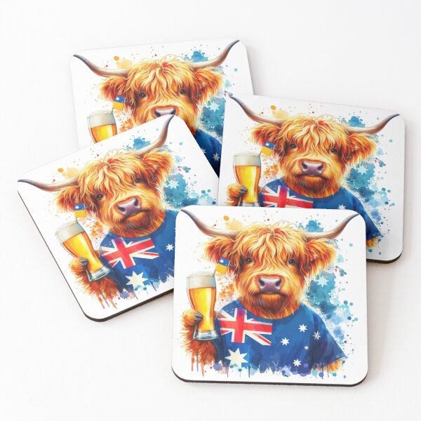 Item preview, Scottish Highland Cow in Australia Colorful Watercolor designed and sold by MaedK.
