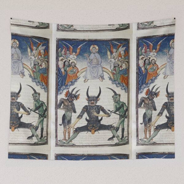 Item preview, A Medieval Miniature Depicting Christ Confronting Hell, Lucifer, and Demons designed and sold by VintageManiac.