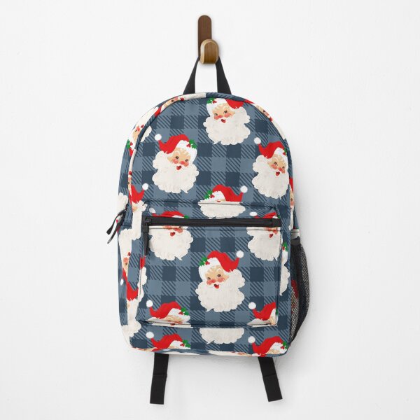 Item preview, Classic Retro Santa Claus on Navy Blue Buffalo Checker designed and sold by KrisInStitches.