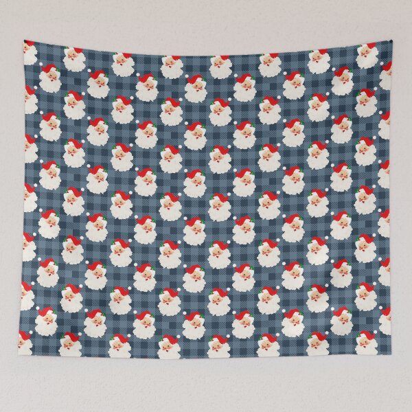 Item preview, Classic Retro Santa Claus on Navy Blue Buffalo Checker designed and sold by KrisInStitches.