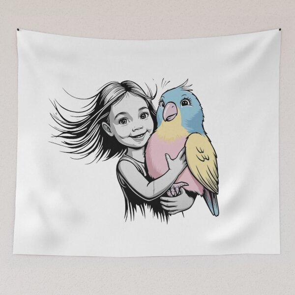 Item preview, Girl with a Pastel Parrot  designed and sold by AlinaSCorner.