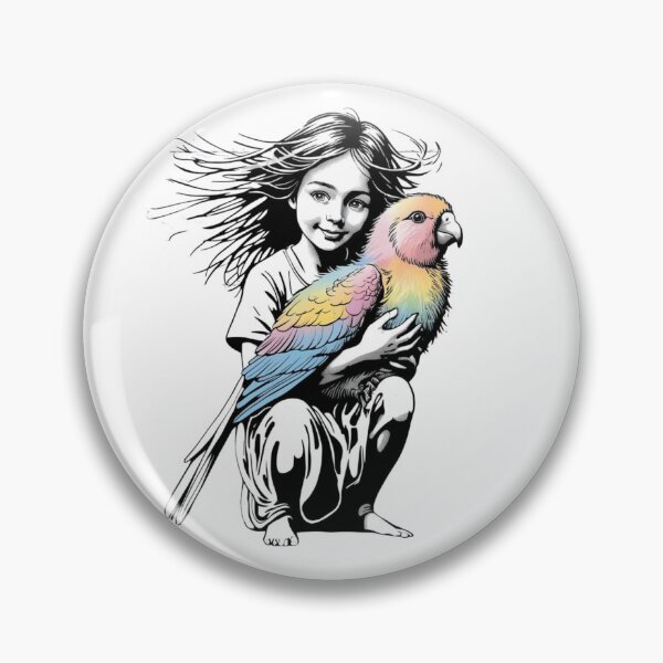 Item preview, Girl Embracing a Parrot  designed and sold by AlinaSCorner.