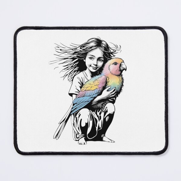 Item preview, Girl Embracing a Parrot designed and sold by AlinaSCorner.