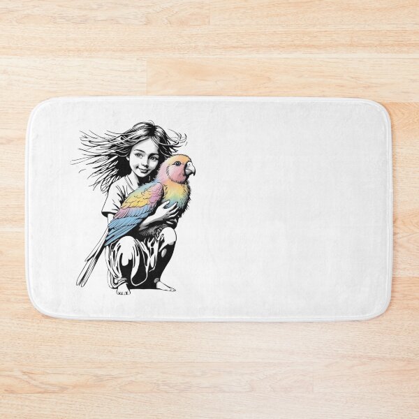 Item preview, Girl Embracing a Parrot  designed and sold by AlinaSCorner.