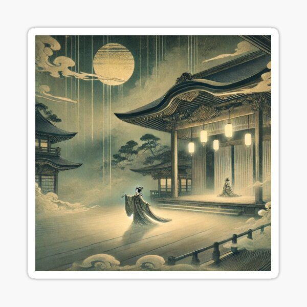 Item preview, Moonlit Noh Theater Dreamscape - Japanese Culture Art designed and sold by Enoki design.