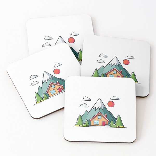 Item preview, Little mountain house with clouds, sun and trees in the mountain designed and sold by Eva-Designs-.