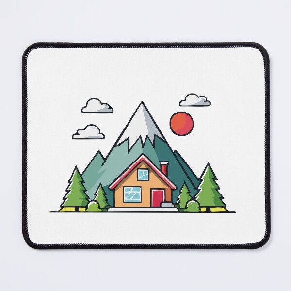 Item preview, Little mountain house with clouds, sun and trees in the mountain designed and sold by Eva-Designs-.