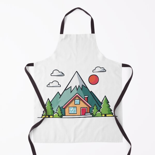 Item preview, Little mountain house with clouds, sun and trees in the mountain designed and sold by Eva-Designs-.