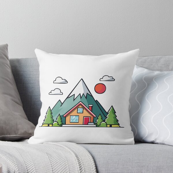 Item preview, Little mountain house with clouds, sun and trees in the mountain designed and sold by Eva-Designs-.