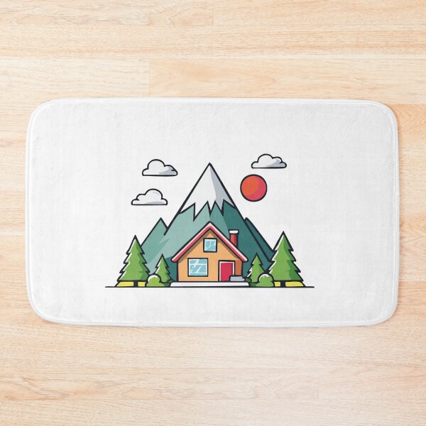 Item preview, Little mountain house with clouds, sun and trees in the mountain designed and sold by Eva-Designs-.