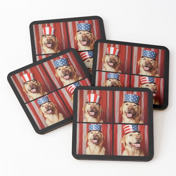 Item preview, Labrador Retriever American Flag Photobooth Fourth of July Dog Lovers designed and sold by RockFireMerch.