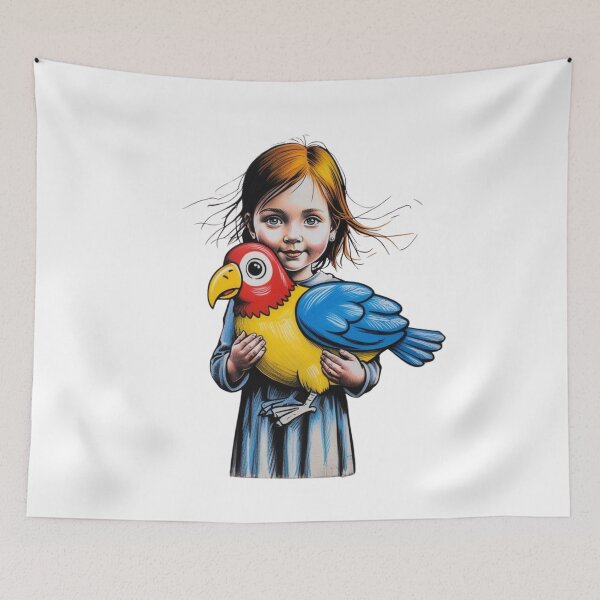 Item preview, Girl Holding a Parrot  designed and sold by AlinaSCorner.