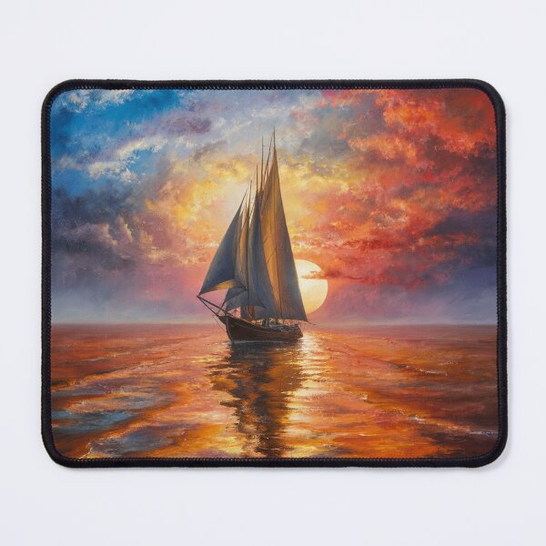 Item preview, Modern Trendy An oil painting Sailboat Sunset  designed and sold by SOUFIANE1991.