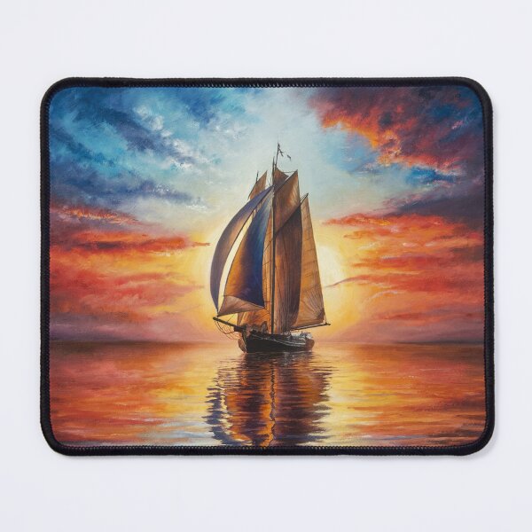 Item preview, Modern Trendy An oil painting Sailboat Sunset  designed and sold by SOUFIANE1991.