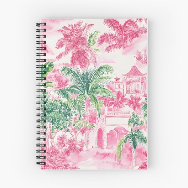 Item preview, Preppy Palm Beach toile in pink and green designed and sold by SophieClimaArt.