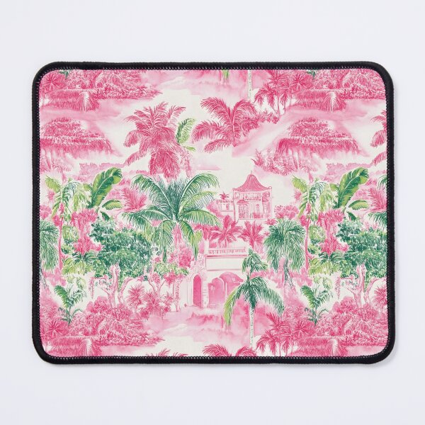 Item preview, Preppy Palm Beach toile in pink and green designed and sold by SophieClimaArt.