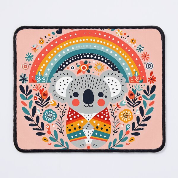 Item preview, Scandinavian Folk Art Cute Koala in a Rainbow Blanket by heidiannemorris © designed and sold by FOLK ART FUSION by heidiannemorris.