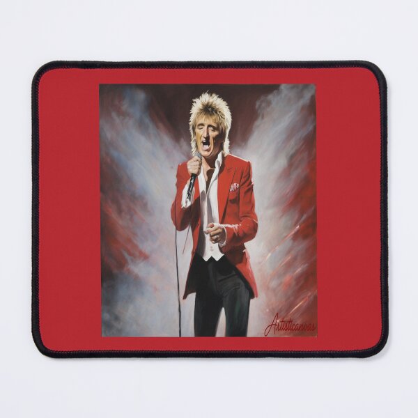 Item preview, "Energetic Performance: Rod Stewart in Red and White" designed and sold by Artisticanvas.