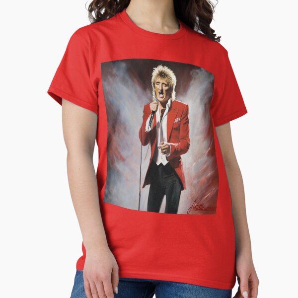 Item preview, "Energetic Performance: Rod Stewart in Red and White" designed and sold by Artisticanvas.