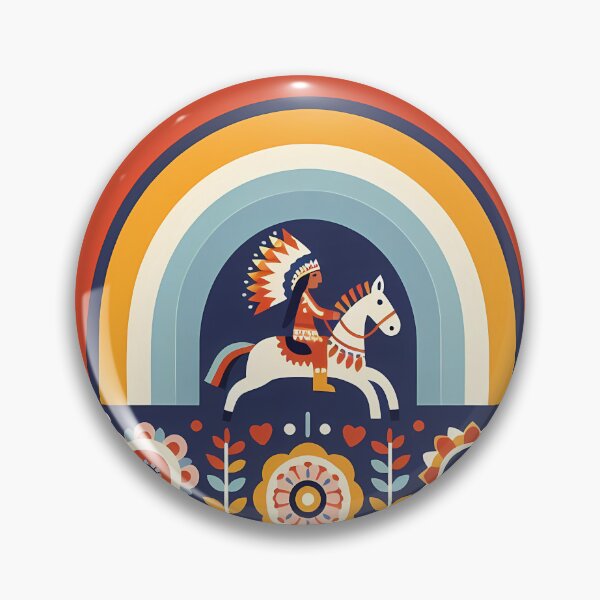 Item preview, Scandinavian Folk Art Colourful American Rider by heidiannemorris © designed and sold by FOLK ART FUSION.