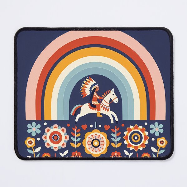 Item preview, Scandinavian Folk Art Colourful American Rider by heidiannemorris © designed and sold by FOLK ART FUSION by heidiannemorris.