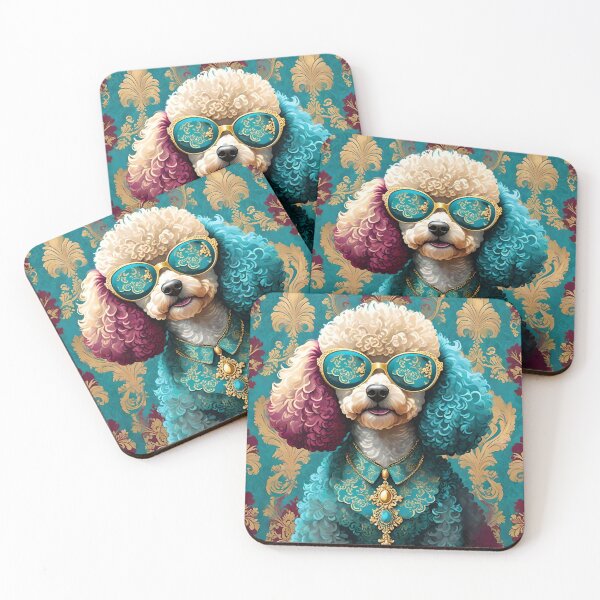 Item preview, Turquoise & Burgundy Ombre & Damask Poodle designed and sold by DesignsByPrnces.