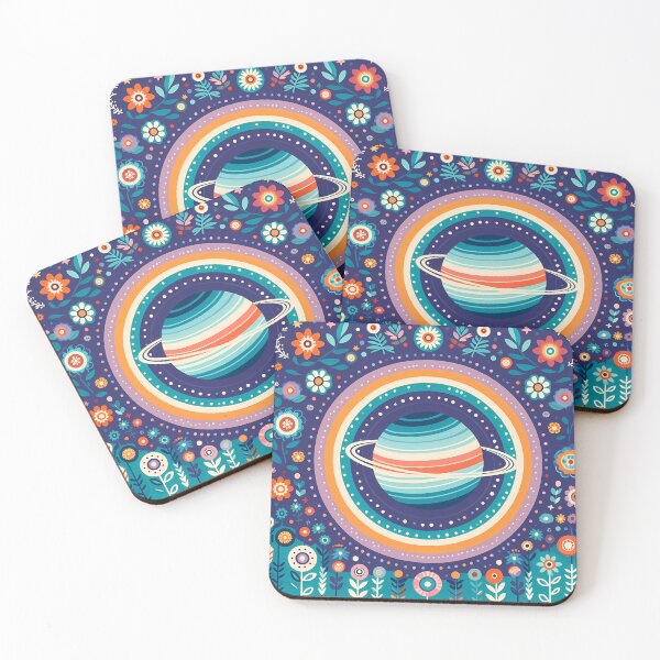 Item preview, Scandinavian Folk Art Colourful Patterned Saturn and Rings by heidiannemorris © designed and sold by FOLK ART FUSION by heidiannemorris.