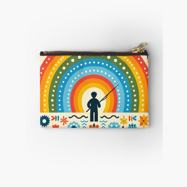 Item preview, Scandinavian Folk Art Whimsical Sunset Rainbow Fishing by heidiannemorris © designed and sold by FOLK ART FUSION by heidiannemorris.