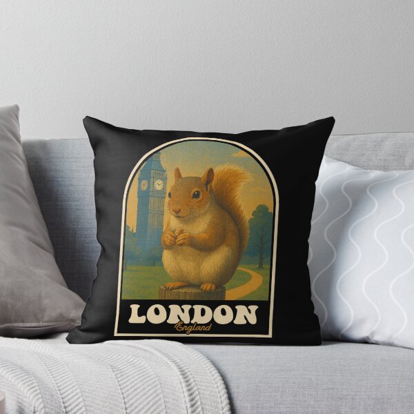 Vista previa del artículo con la obra «Ardilla londinense, diseño vintage de viaje a Inglaterra», diseñado y vendido por JackCurtis1991.