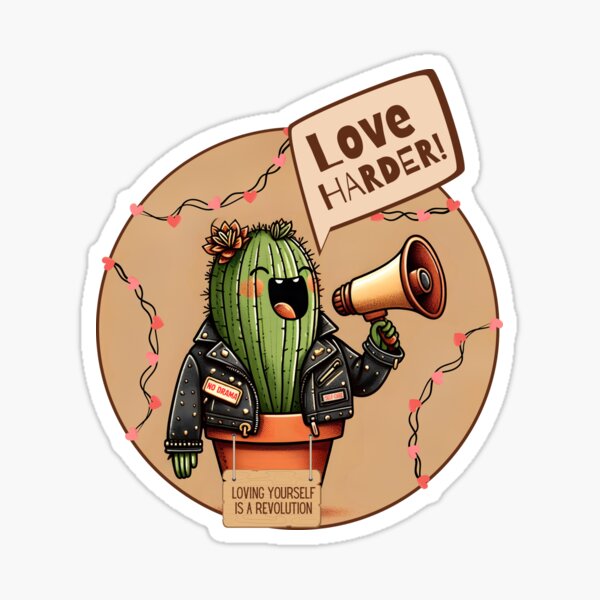 Artikel-Vorschau von Sich selbst zu lieben ist eine Revolution – Rebel Cactus schreit: „Liebe stärker!“, designt und verkauft von Zephyra Grove.